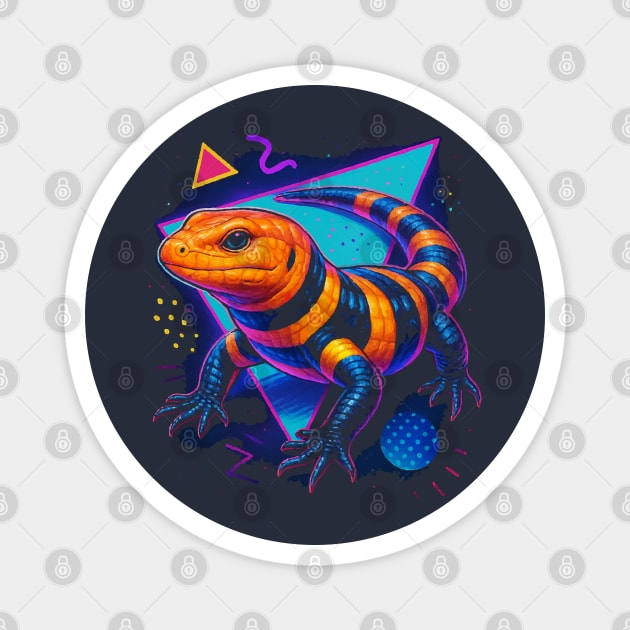 Retro Neon Peters Banded Skink Magnet by Reptiq's Store